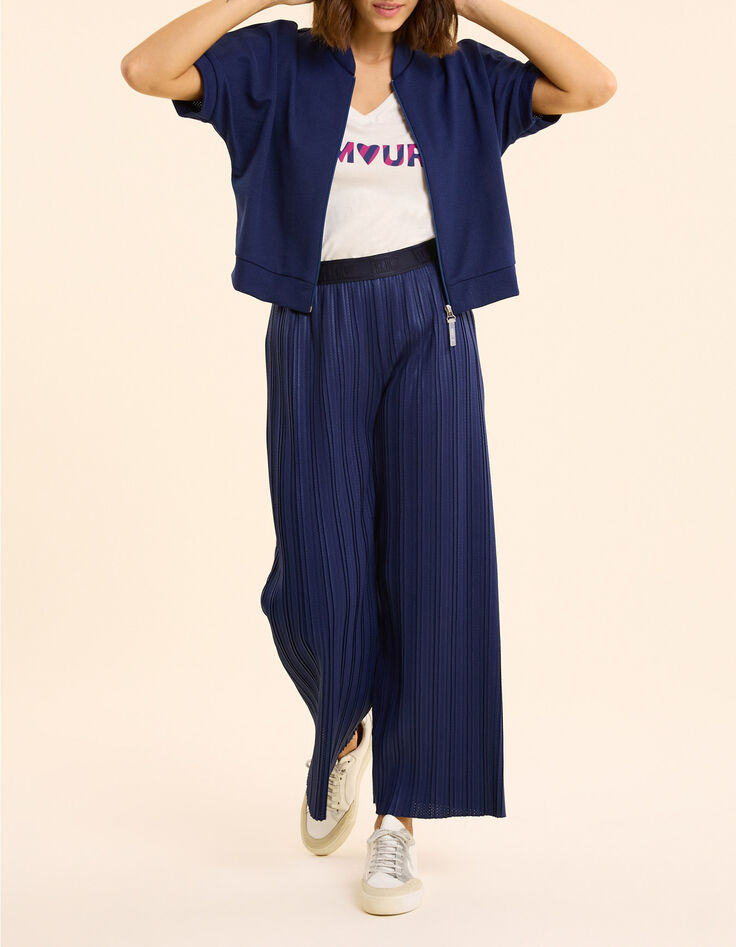 Top zipp&eacute; indigo maille technique I.Code-5