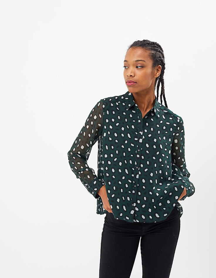 Chemise vert pinegreen imprimé léopard I.Code-2