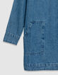 Blaues Kleid aus Denim f&uuml;r Damen mit drei aufgesetzten Taschen-8