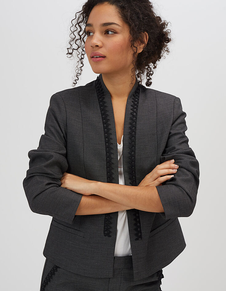 Schwarzer Blazer mit Spitze I.Code-1