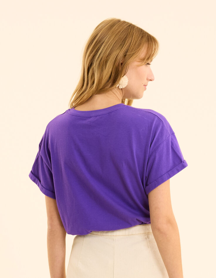 Tee-shirt violet message jaune I.Code-5