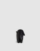 Schwarze Damen-Umh&auml;ngeclutch gestepptes Leder-5