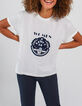 Tee-shirt blanc visuel mains floqué velours I.Code-1