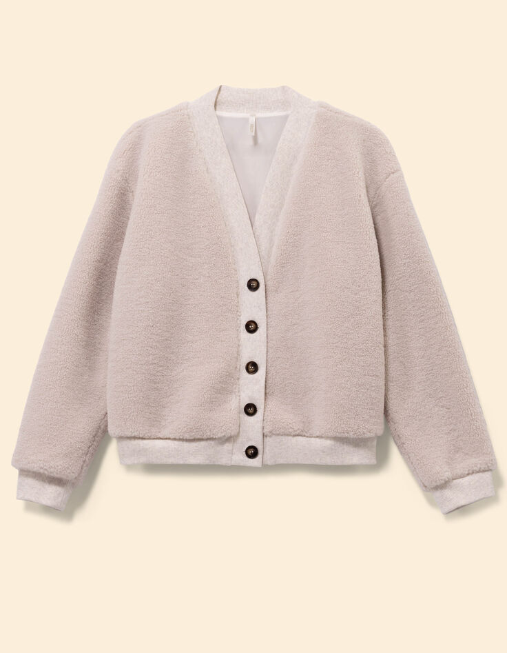 Ecru vest V-hals sherpa I.Code-6