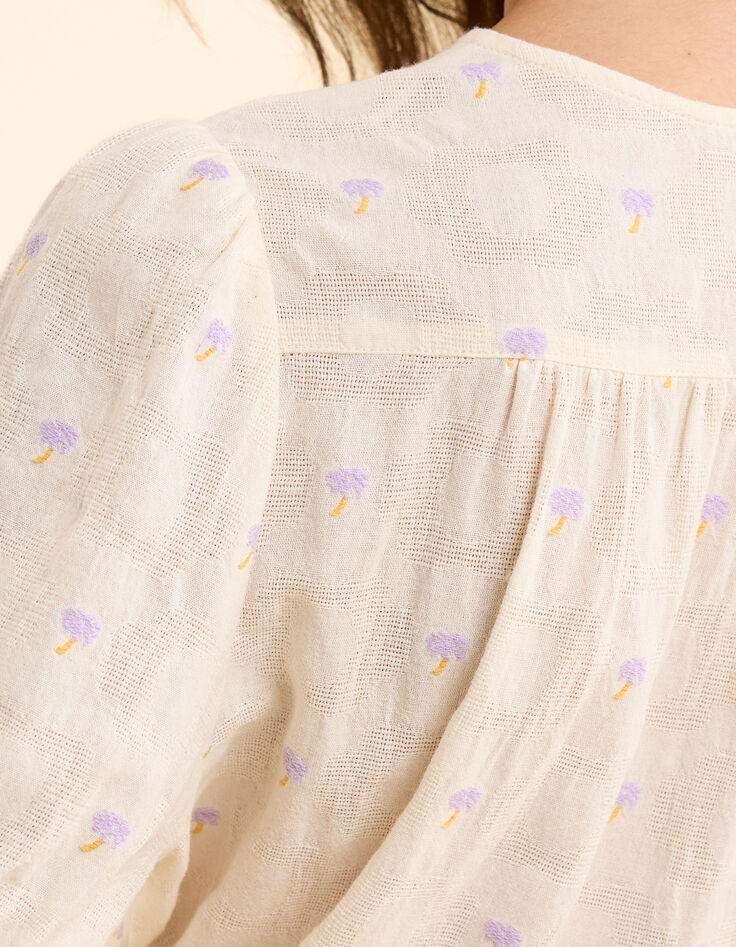 I.Code ecru jacquard shirt with palm tree embroidery-8 I.Code ecru jacquard shirt with palm tree embroidery-8