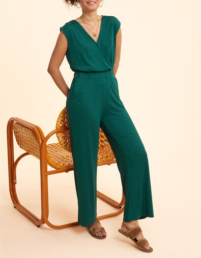 Combinaison-pantalon verte lurex nid d'abeille I.Code