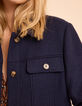 I.Code navy fur-lined woolcloth short coat-3