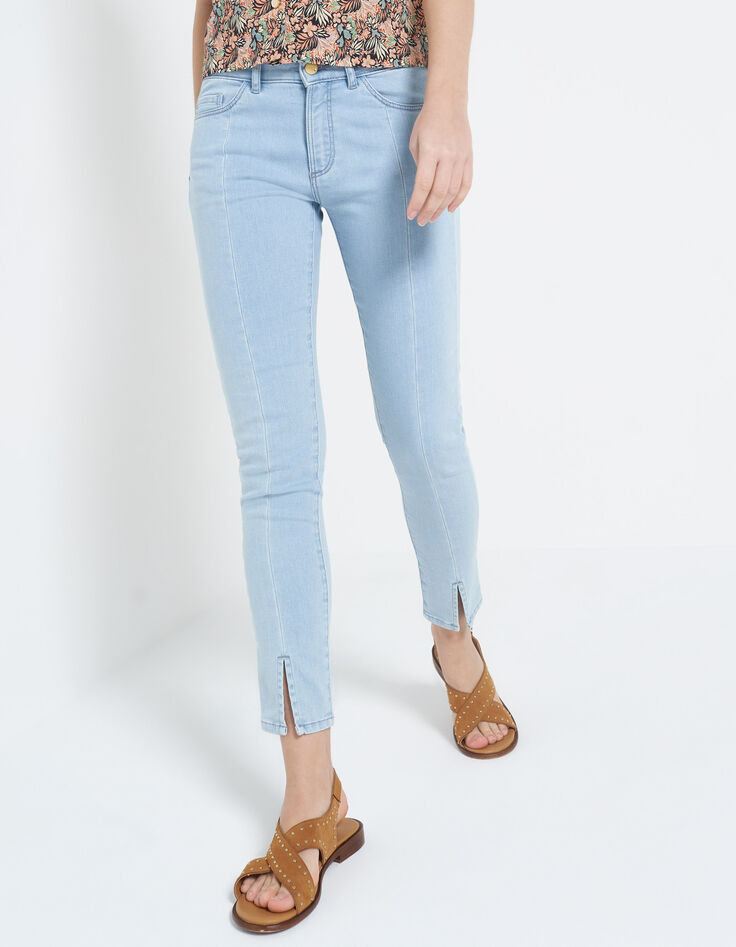 Gebleichte geschlitzte Slim-Jeans in Cropped-Länge I.Code-1
