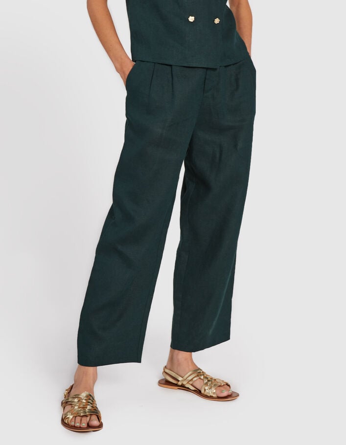 Pantalon de costume vert impérial en lin I.Code - I.CODE