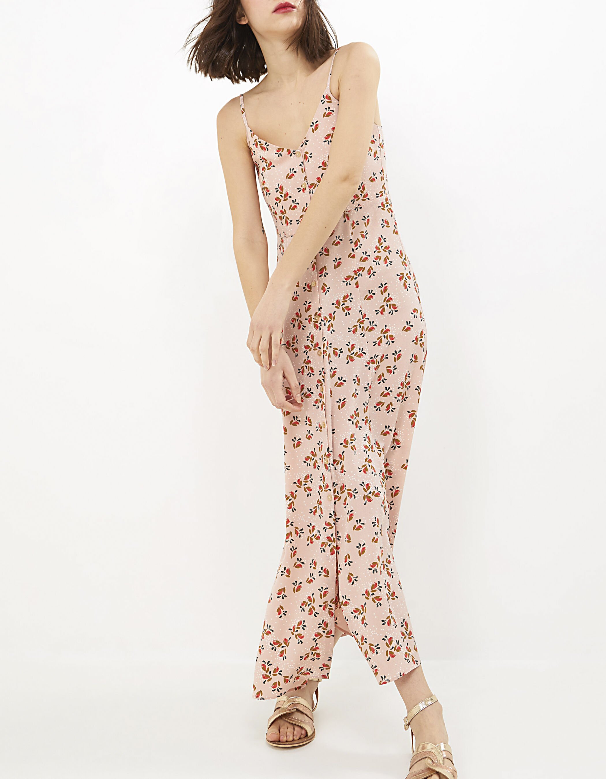 Robe longue on sale a pois h&m