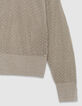 Schicker beigefarbener durchbrochener Pullover mit Paillettenbesatz f&uuml;r Damen-8