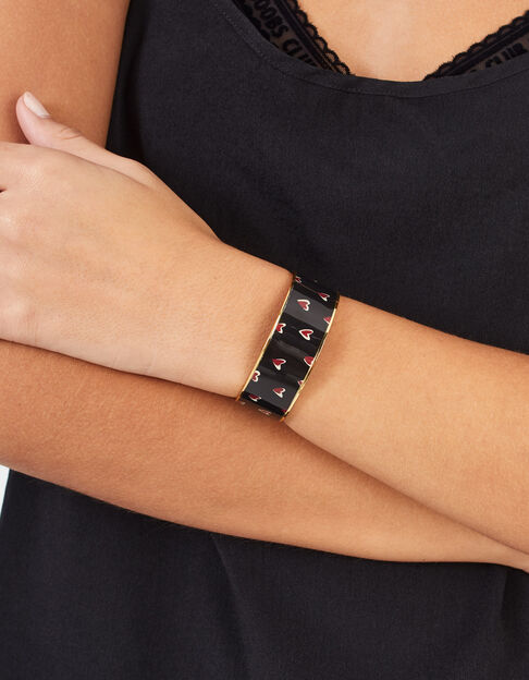 Zwarte bangle-armband hartjesprint Bangle up x I.Code