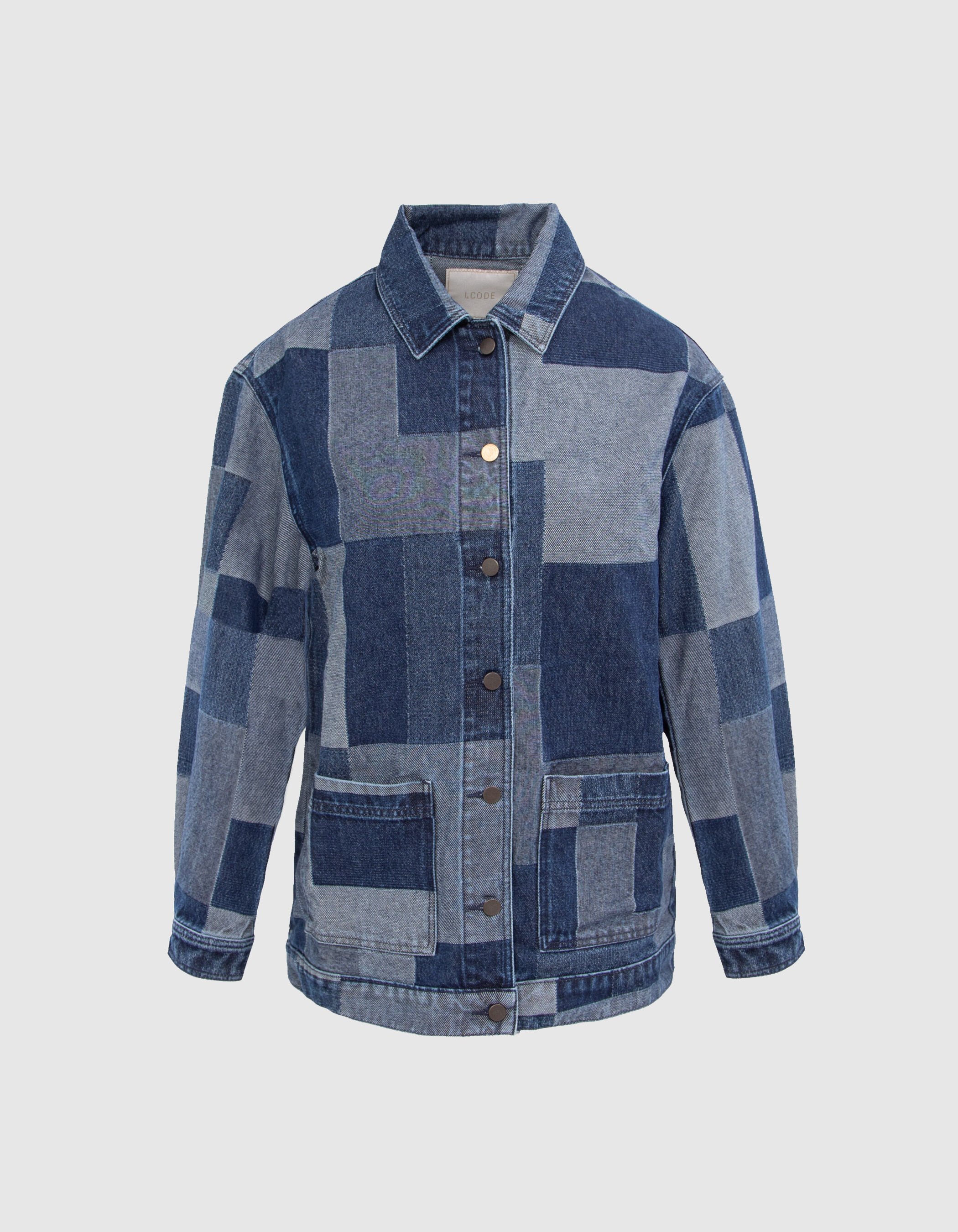 Veste en jean bleue esprit patchwork I.Code