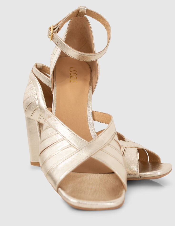 Sandales dorées en cuir à talon I.Code-2