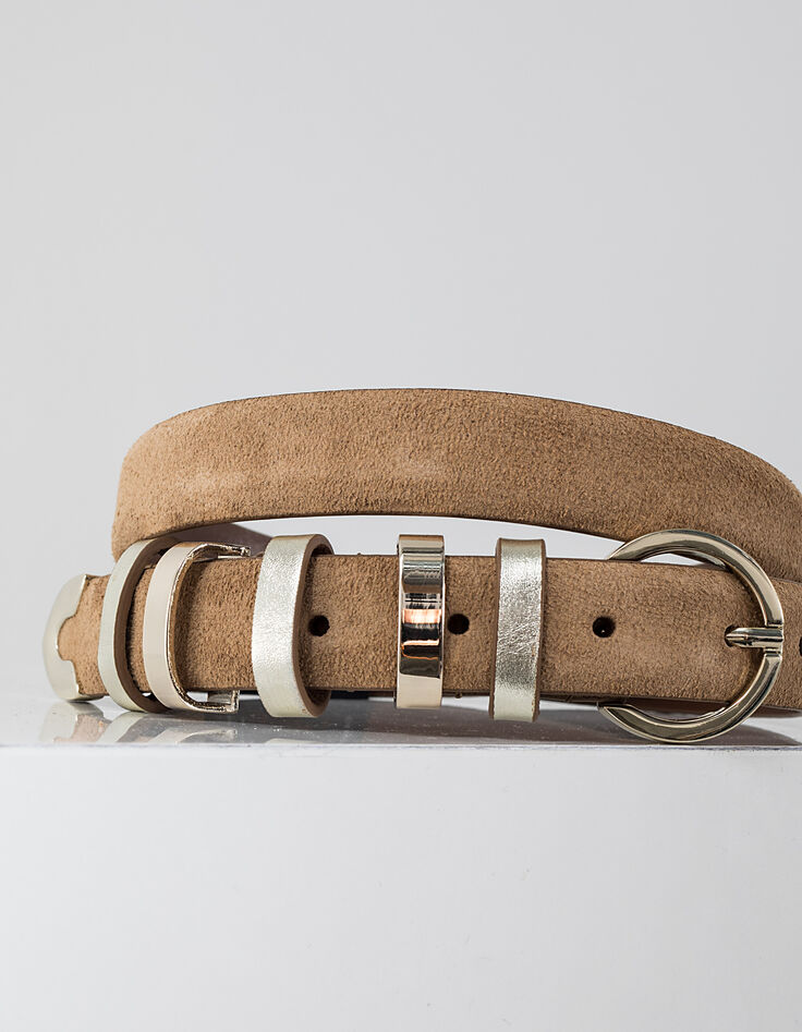 Ceinture sable en cuir velours I.Code-2