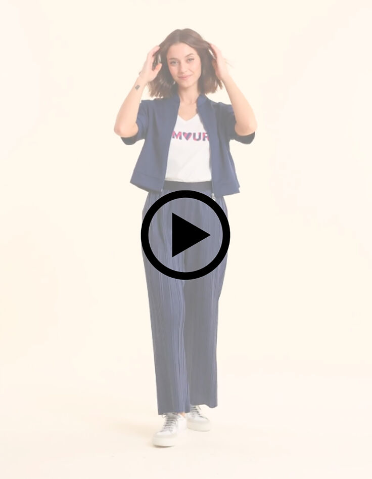 Top zipp&eacute; indigo maille technique I.Code-6