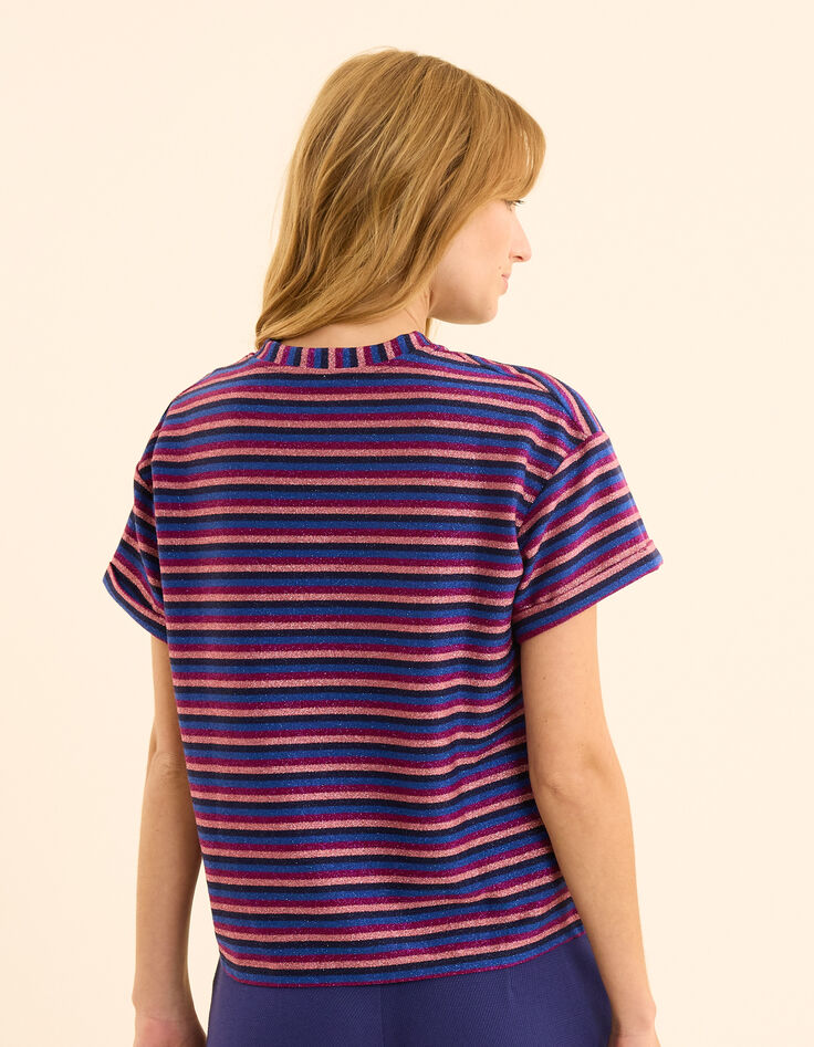 T-shirt violine rayures lurex multico I.Code-5