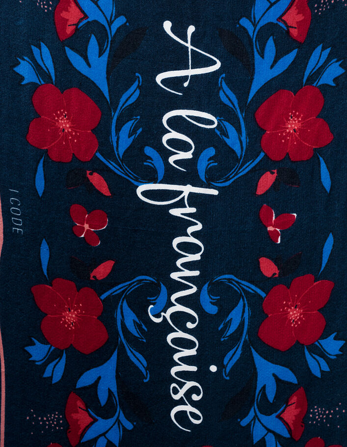 Blauwe sjaal A la Française met Floral Preppy print I.Code - IKKS