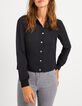 Camisa negra fluida plisada detrás I.Code-2