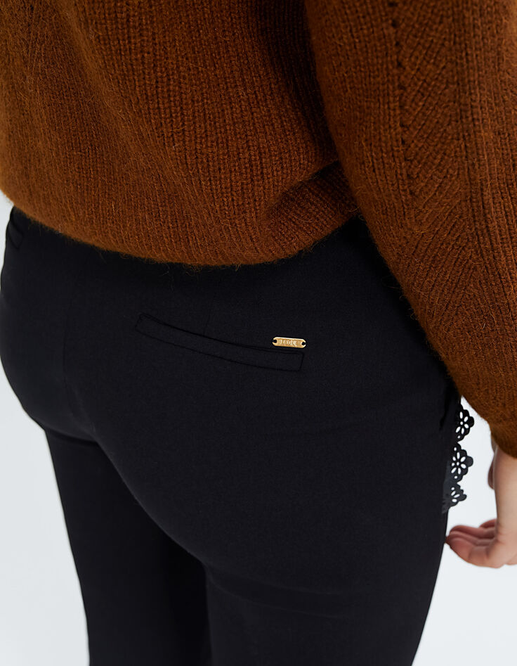 Pantalon-cigarette noir à dentelle cuir synthétique I.Code-5