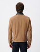 Beiger Velourslederjacke schwarzer Kragen-3