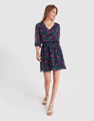I.Code raspberry dress with floral coloured print
