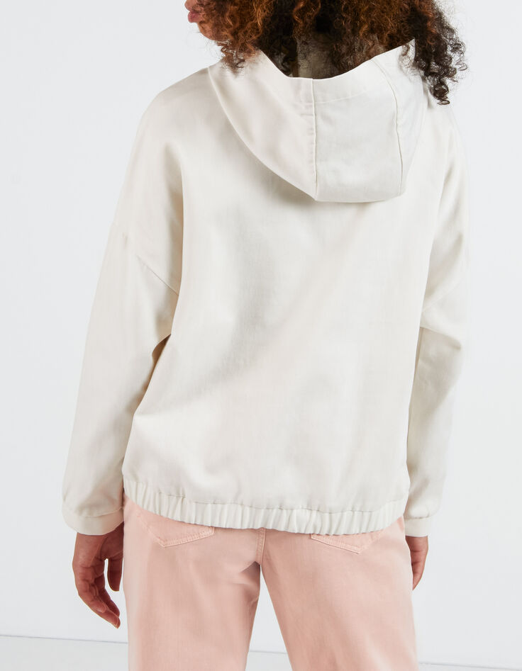 Gebroken witte blouse met rits en kap I.Code-2