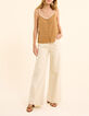 Top camel imprim&eacute; floral c&oelig;ur I.Code-5