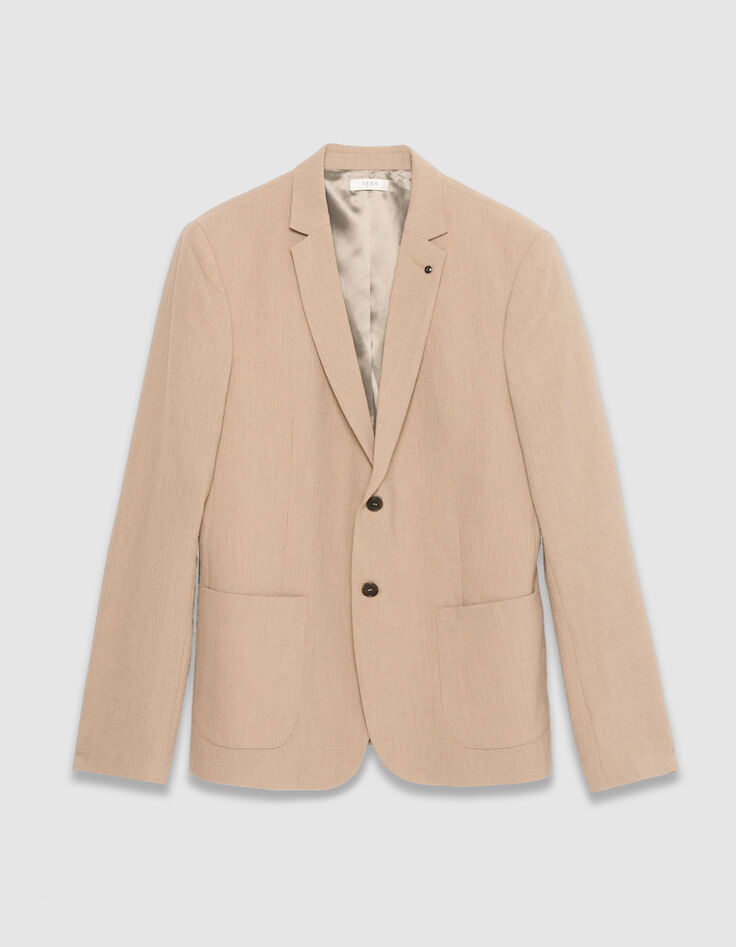 Dunkelbeige Seersucker-Anzugjacke TRAVEL SUIT Herren-6