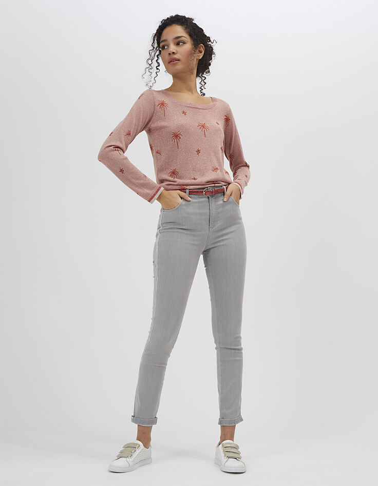 Lichtgrijze skinny jeans met stroken opzij I.Code -6