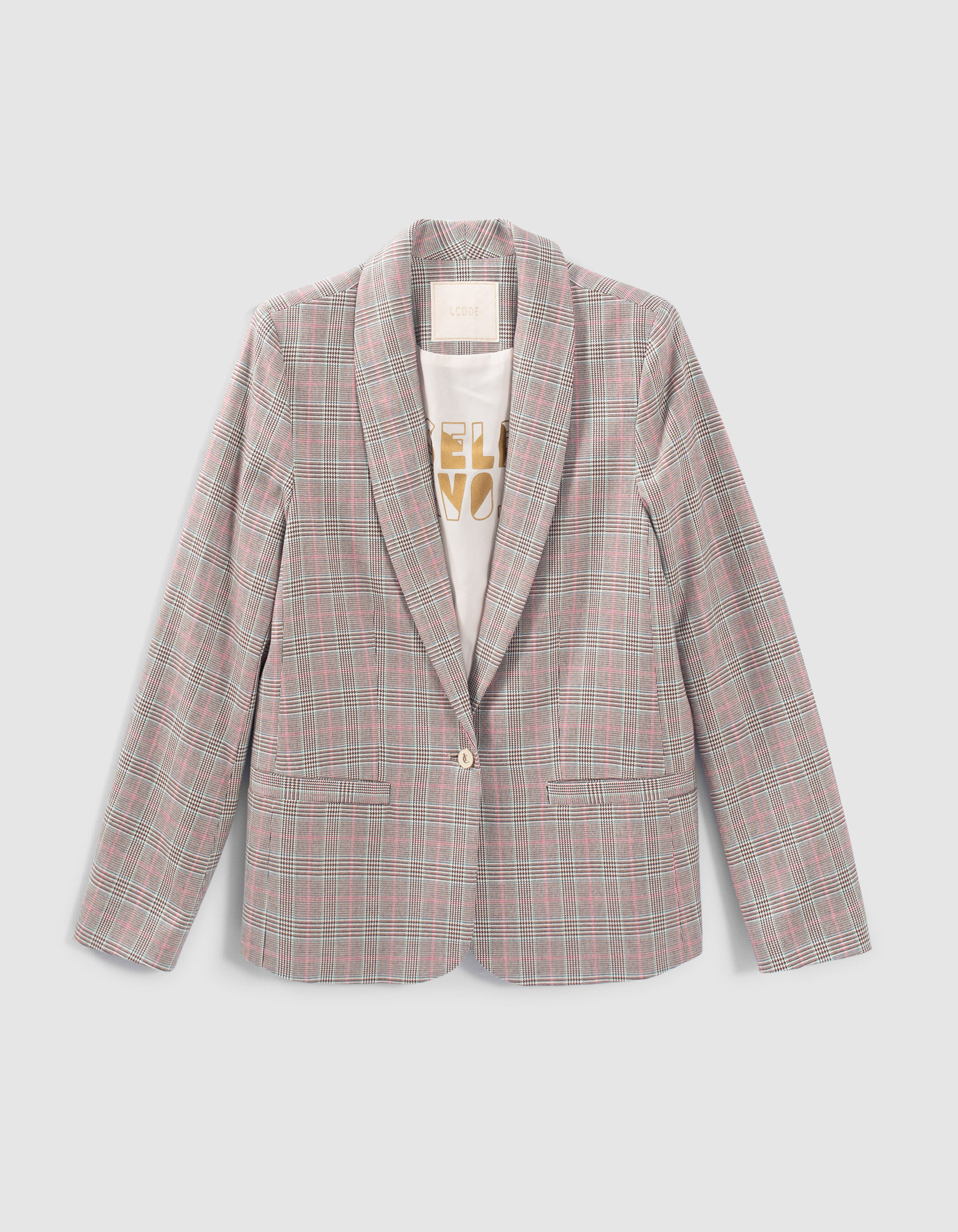 Veste de costume beige a carreaux I.Code