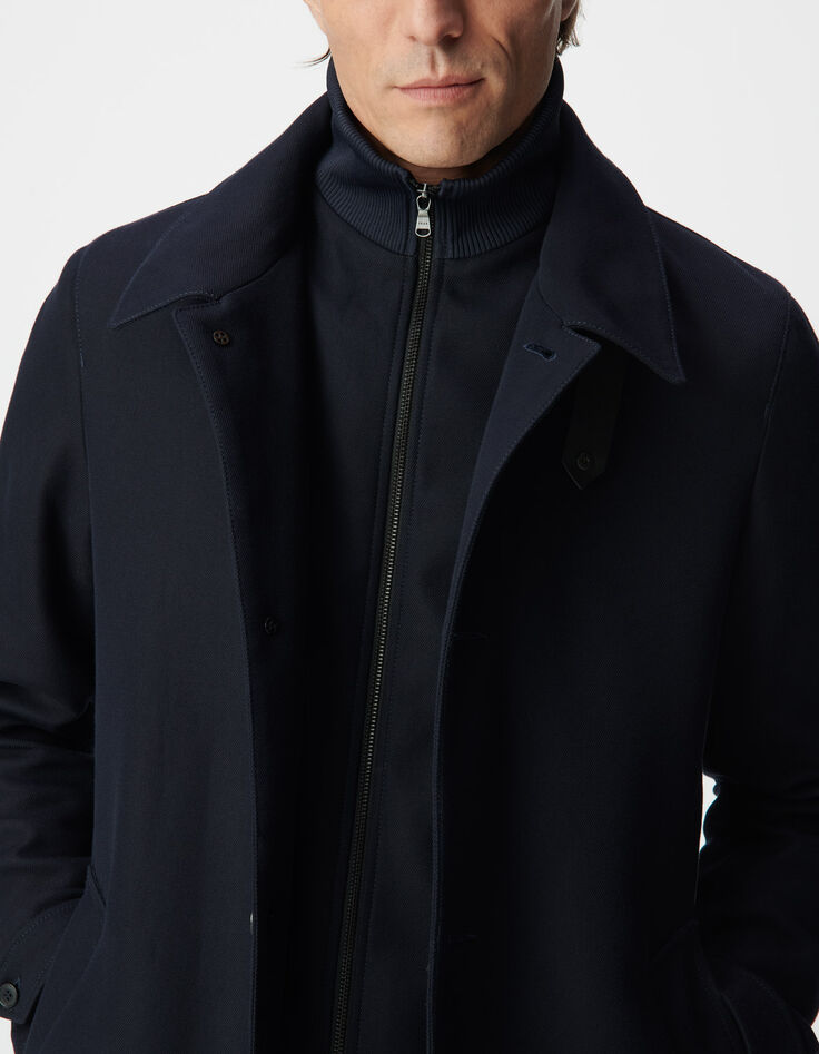 Blauer Trenchcoat mit abnehmbarem Kragen-6