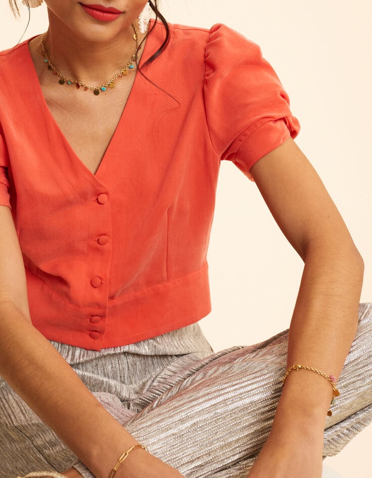 I.Code red buttoned cropped top-1