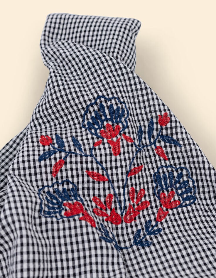 Foulard écru motif vichy broderies couleur I.Code-2