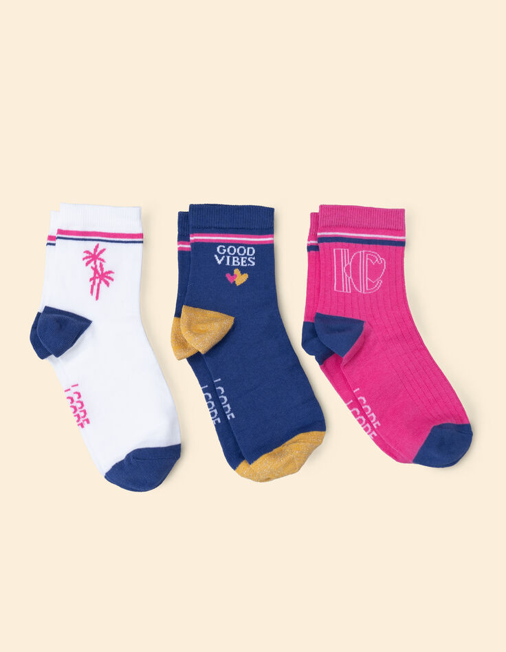 Calcetines blancos, azules y rosas de I.Code-1