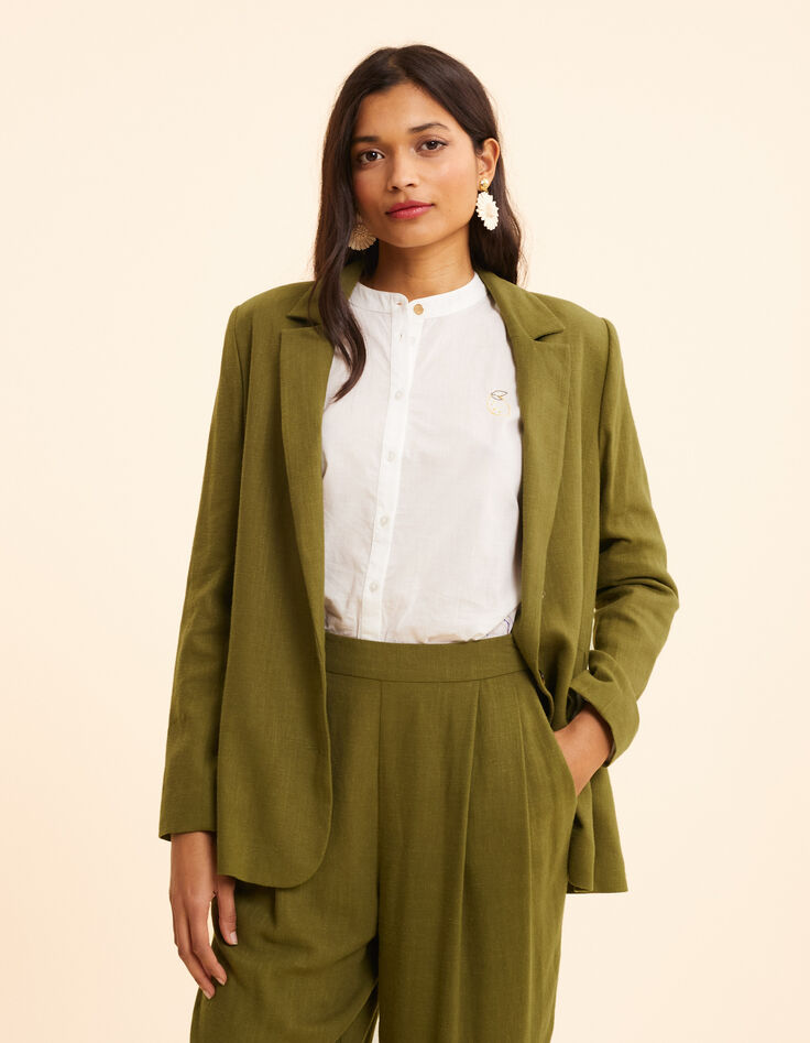 Anzugjacke aus khakifarbenem Leinengemisch I.Code-4