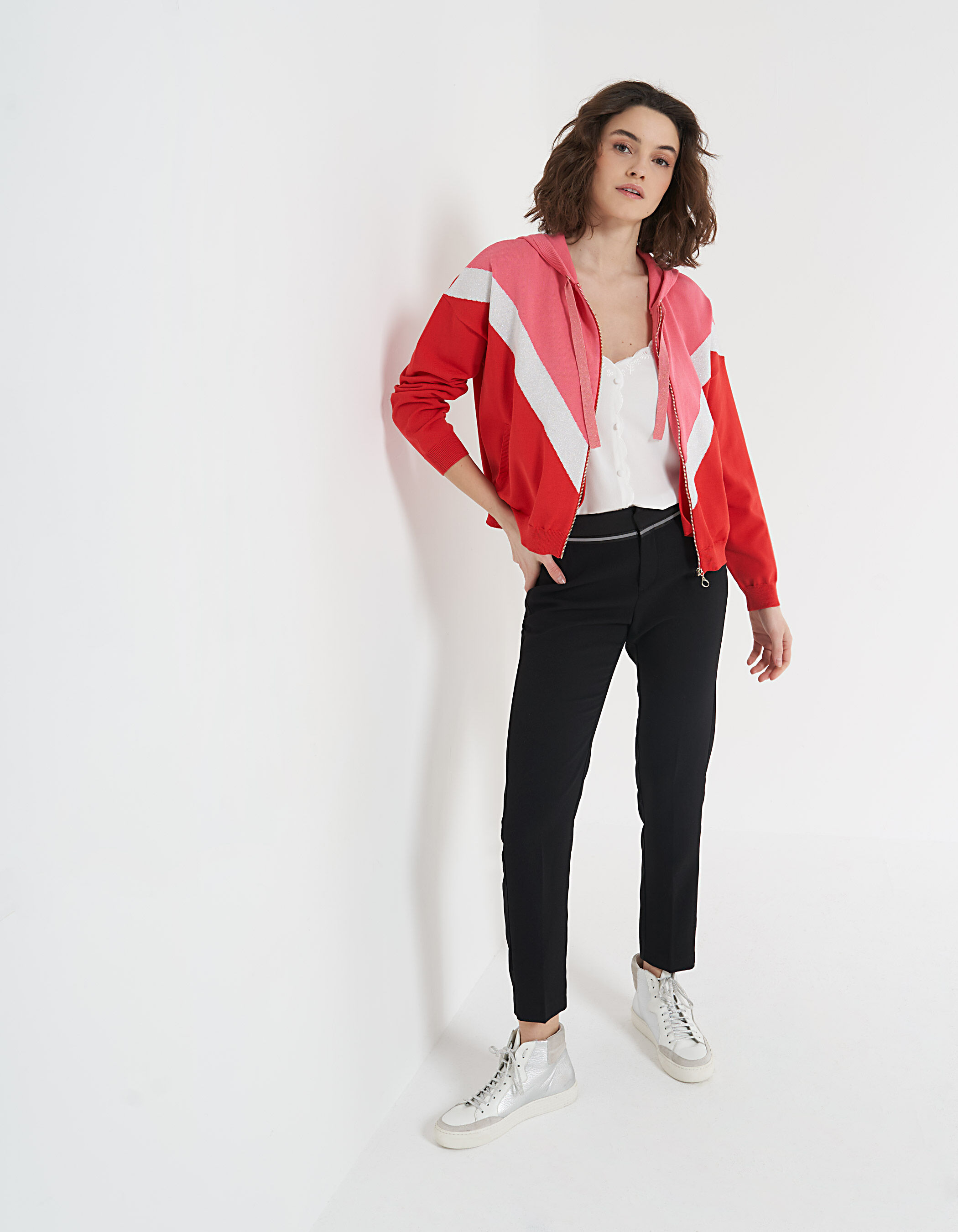 Zara colour block knit coat top