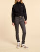 I.Code black knit cardigan with check jacquard motif-6