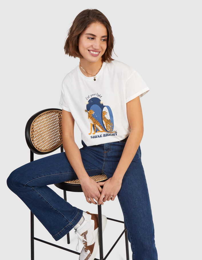 T-shirt dubbele opdruk luipaard en tekst I.Code  - I.CODE