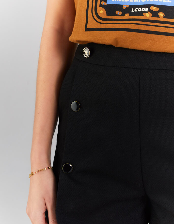 I.Code black decorative jacquard drop front shorts - I.CODE