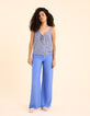 Top blau Floral-Kaschmirprint Schleife I.Code-6