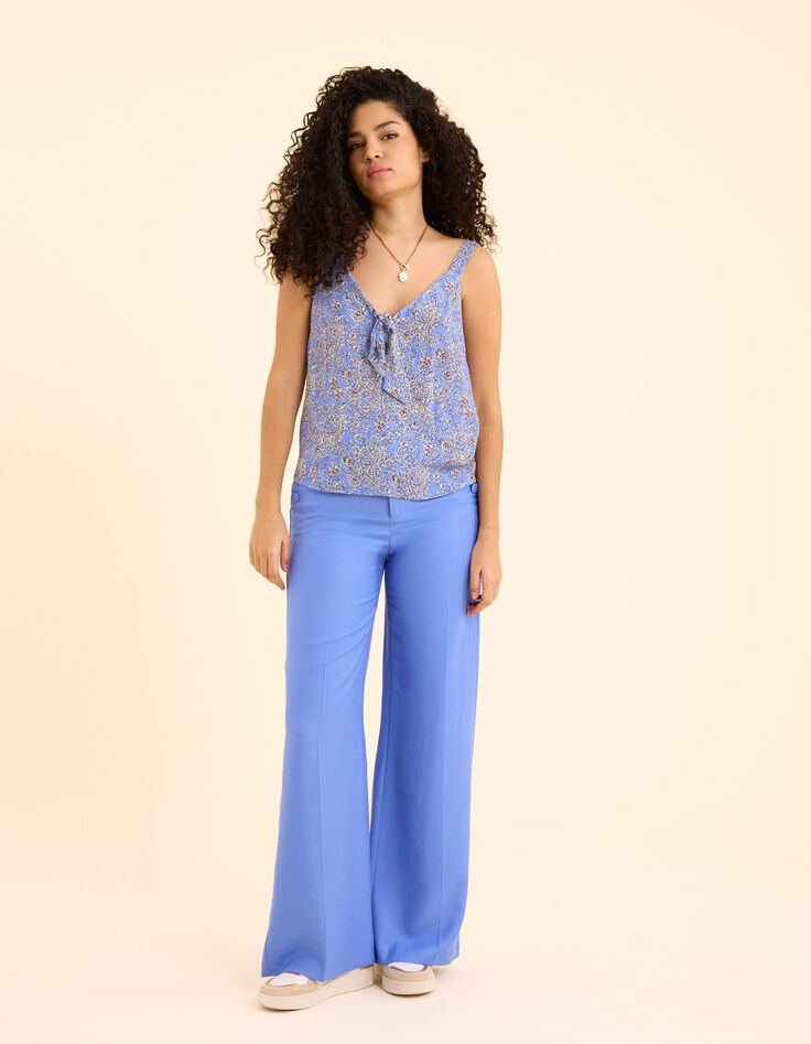 Top blau Floral-Kaschmirprint Schleife I.Code-6