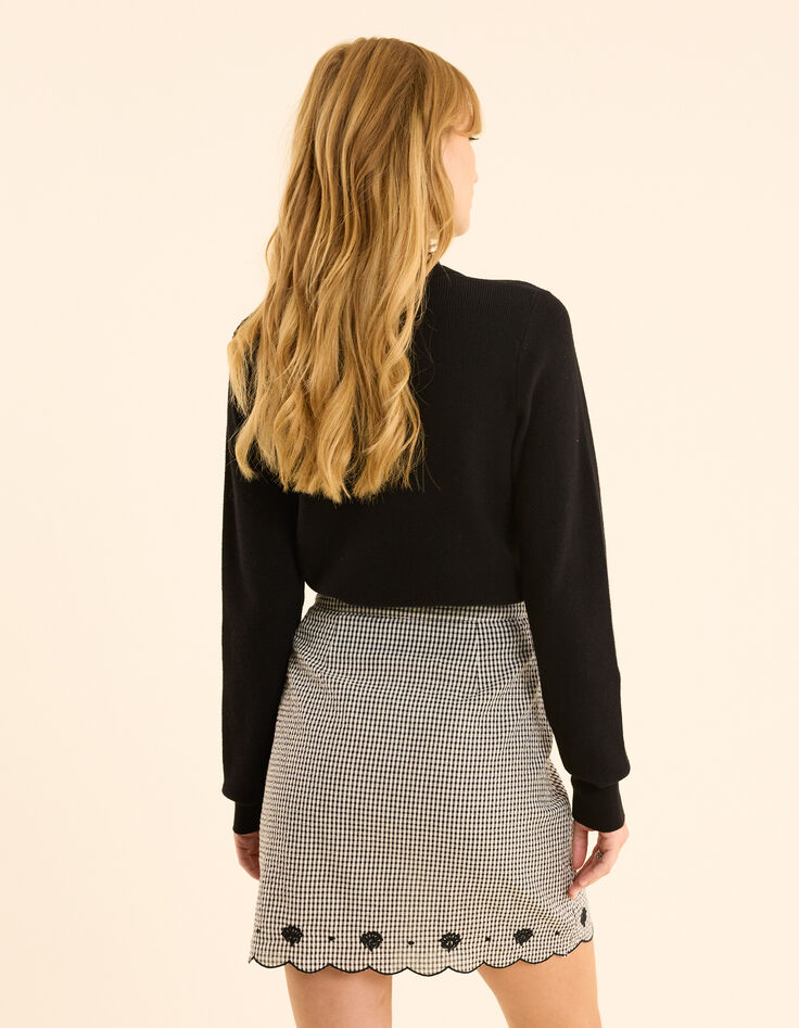 I.Code black knit polo collar cardigan-3