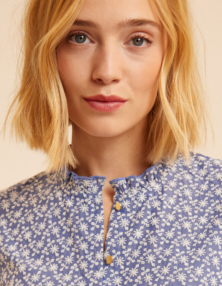 Zwarte blouse ecru borduursels I.Code-5 Zwarte blouse ecru borduursels I.Code-5