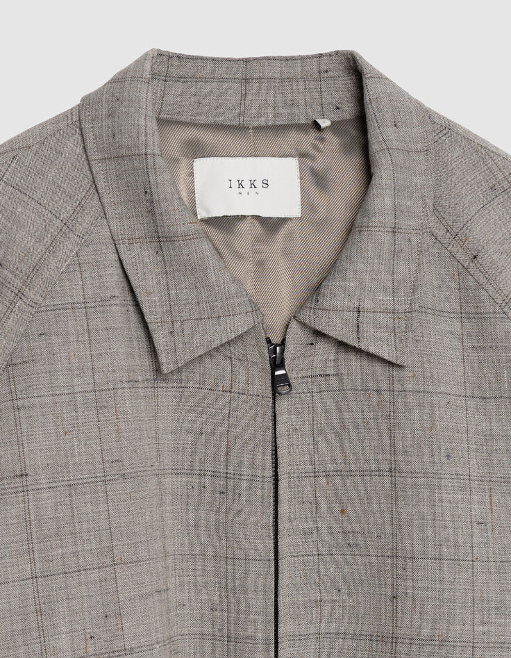 Taupe Bomberjacke Rei&szlig;verschluss Karo-7