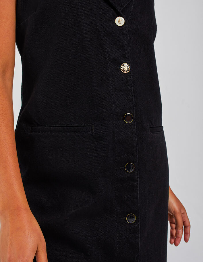 I.Code black denim sleeveless shirt dress - I.CODE