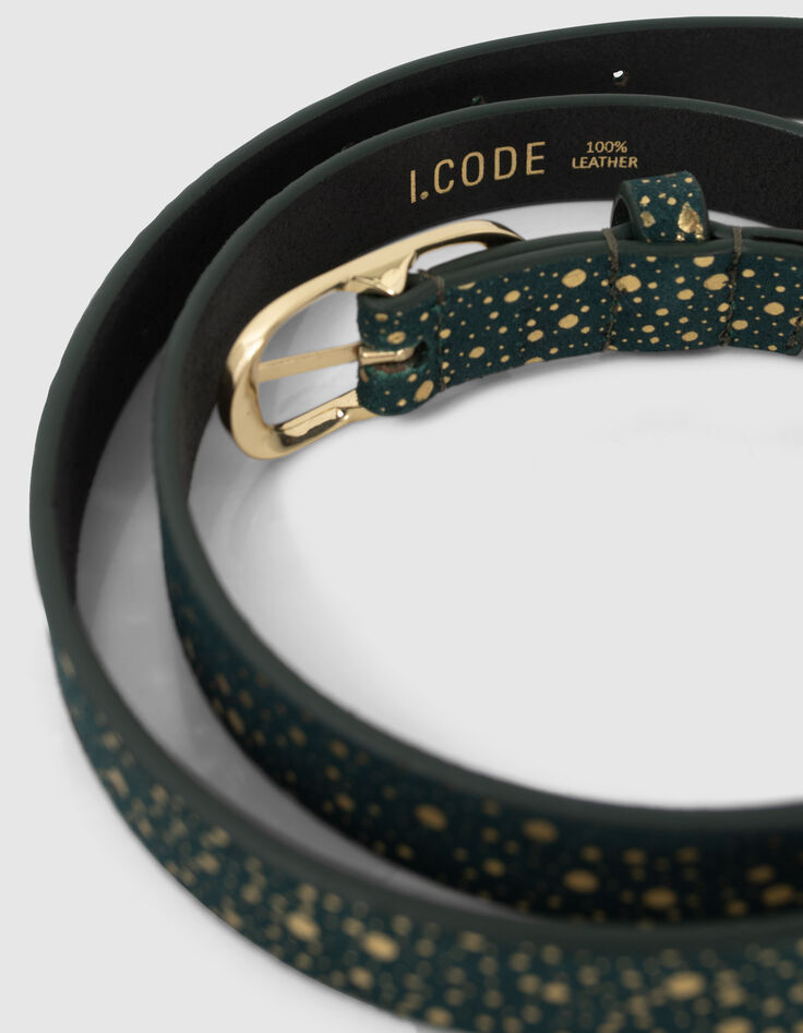 Empire Green Gürtel Veloursleder mit Gold-Muster I.Code-5