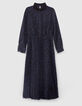 Robe longue noire plissée imprimé pois revisités I.Code-5