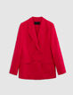 Rote Anzugjacke aus Leinen und Baumwolle, gekreuzt, Frau-5