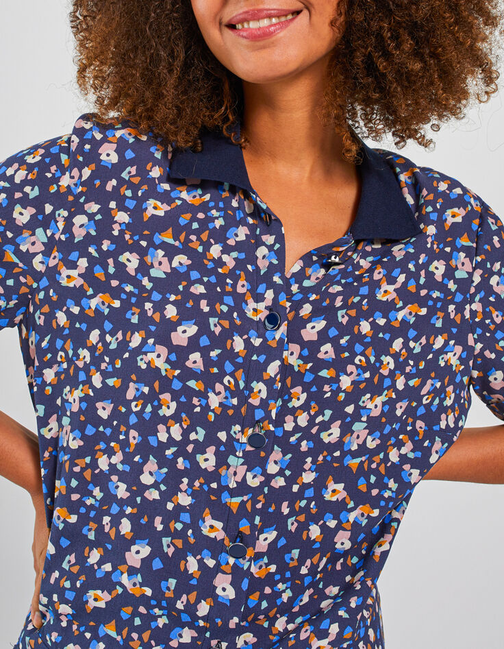 I.Code navy tachist print playsuit-2